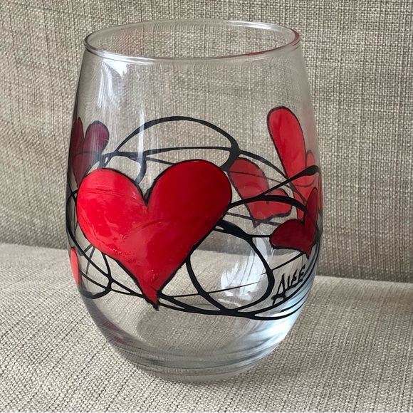 Hand Painted Glass. Hearts. Amanda Lee - Picture 3 of 9